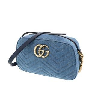 Gucci Bag Denim GG Floral Shoulder Indigo Marmont
